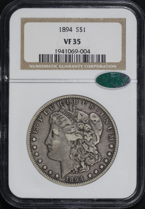 Obverse of this 1894 Morgan Dollar NGC VF-35 CAC