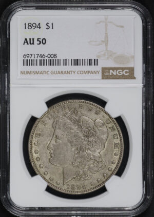 Obverse of this 1894 Morgan Dollar NGC AU-50