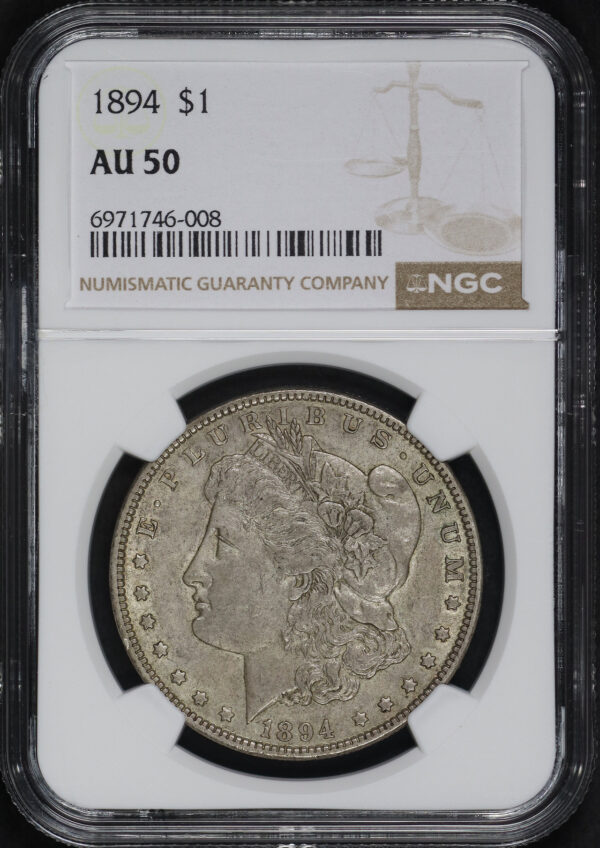 Obverse of this 1894 Morgan Dollar NGC AU-50
