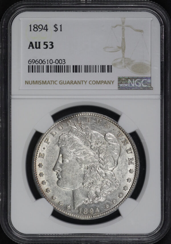 Obverse of this 1894 Morgan Dollar NGC AU-53