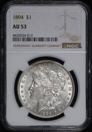 Obverse of this 1894 Morgan Dollar NGC AU-53