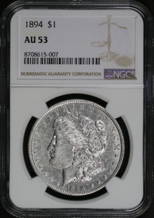 Obverse of this 1894 Morgan Dollar NGC AU-53