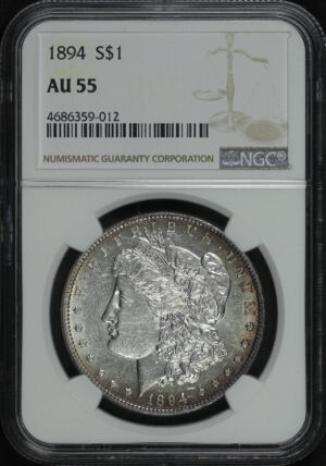 Obverse of this 1894 Morgan Dollar NGC AU-55