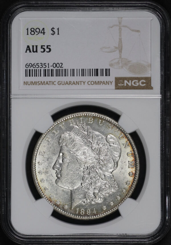 Obverse of this 1894 Morgan Dollar NGC AU-55