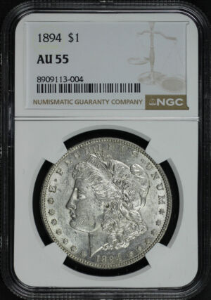 Obverse of this 1894 Morgan Dollar NGC AU-55