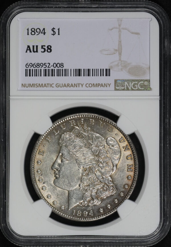 Obverse of this 1894 Morgan Dollar NGC AU-58