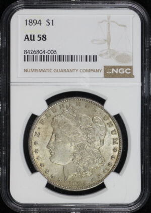 Obverse of this 1894 Morgan Dollar NGC AU-58