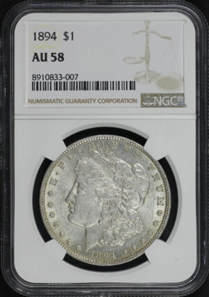 Obverse of this 1894 Morgan Dollar NGC AU-58