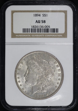 Obverse of this 1894 Morgan Dollar NGC AU-58