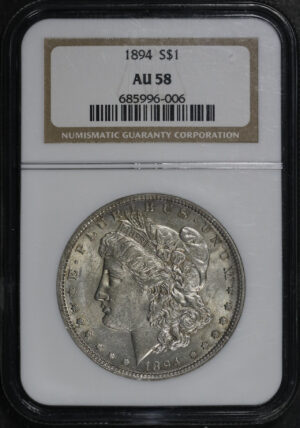 Obverse of this 1894 Morgan Dollar NGC AU-58