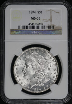 Obverse of this 1894 Morgan Dollar NGC MS-63