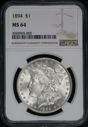Obverse of this 1894 Morgan Dollar NGC MS-64