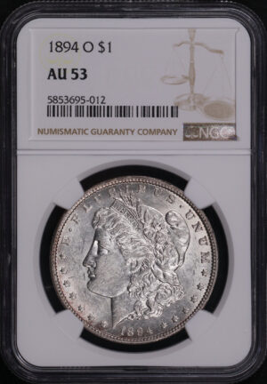 Obverse of this 1894-O Morgan Dollar NGC AU-53