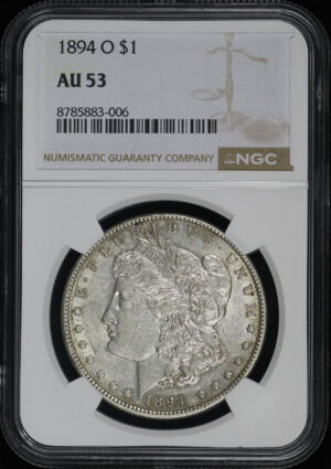 Obverse of this 1894-O Morgan Dollar NGC AU-53