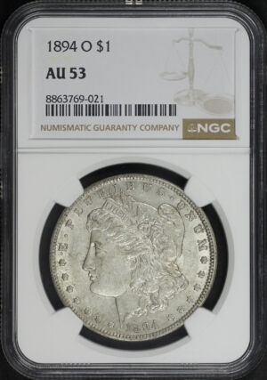 Obverse of this 1894-O Morgan Dollar NGC AU-53