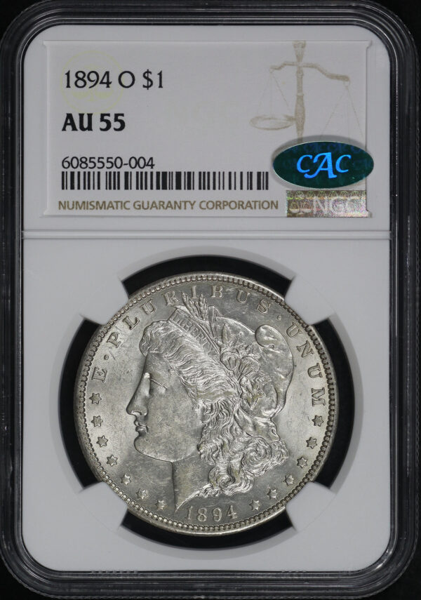 Obverse of this 1894-O Morgan Dollar NGC AU-55 CAC