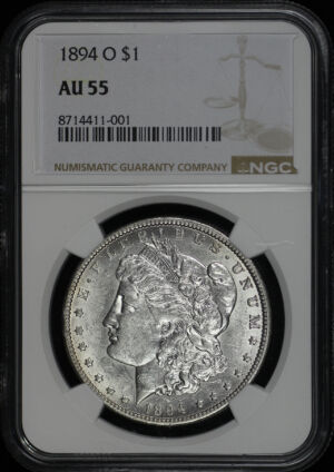 Obverse of this 1894-O Morgan Dollar NGC AU-55