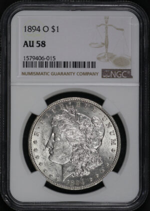 Obverse of this 1894-O Morgan Dollar NGC AU-58