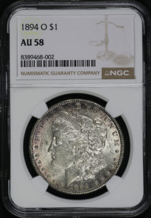 Obverse of this 1894-O Morgan Dollar NGC AU-58