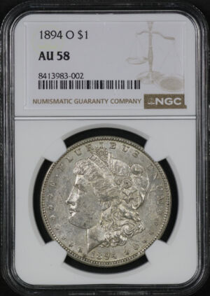 Obverse of this 1894-O Morgan Dollar NGC AU-58