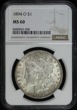 Obverse of this 1894-O Morgan Dollar NGC MS-60