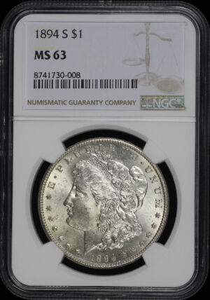 Obverse of this 1894-S Morgan Dollar NGC MS-63