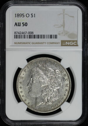 Obverse of this 1895-O Morgan Dollar NGC AU-50