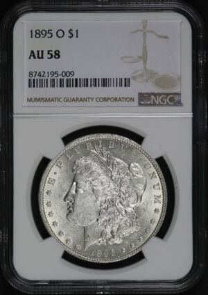 Obverse of this 1895-O Morgan Dollar NGC AU-58