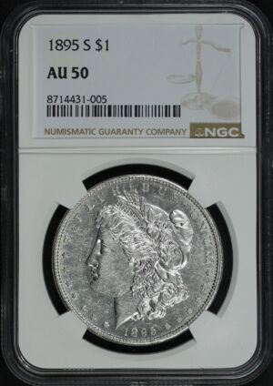 Obverse of this 1895-S Morgan Dollar NGC AU-50