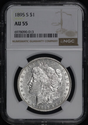 Obverse of this 1895-S Morgan Dollar NGC AU-55