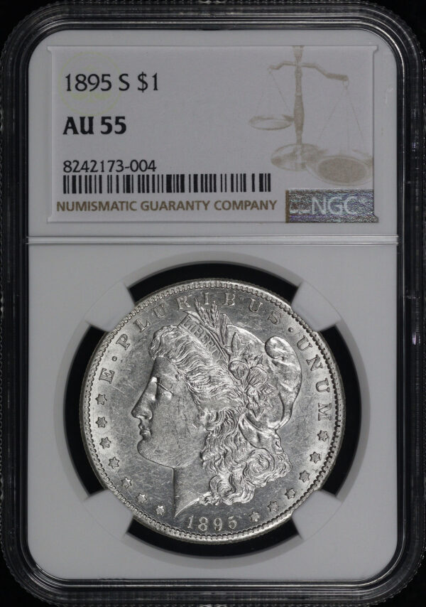 Obverse of this 1895-S Morgan Dollar NGC AU-55