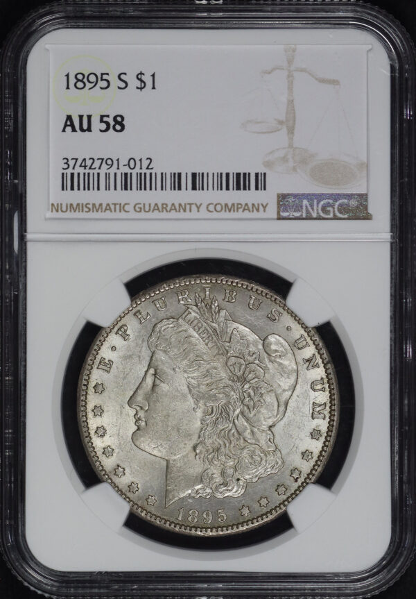 Obverse of this 1895-S Morgan Dollar NGC AU-58