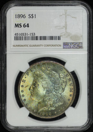 Obverse of this 1896 Morgan Dollar NGC MS-64 Mango Obverse Toning
