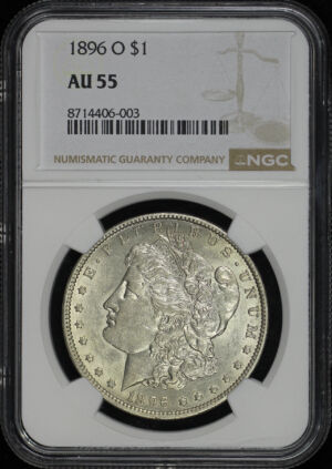 Obverse of this 1896-O Morgan Dollar NGC AU-55