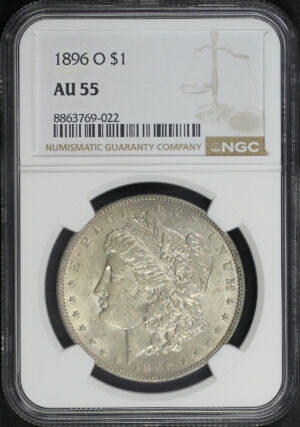 Obverse of this 1896-O Morgan Dollar NGC AU-55