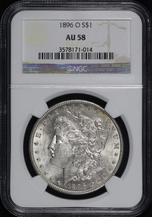 Obverse of this 1896-O Morgan Dollar NGC AU-58
