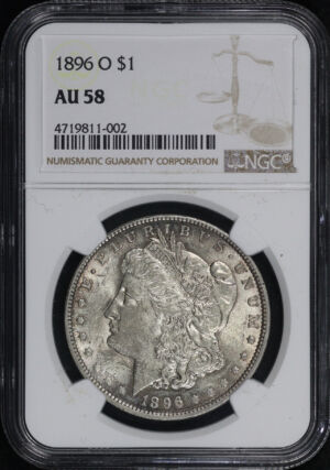 Obverse of this 1896-O Morgan Dollar NGC AU-58