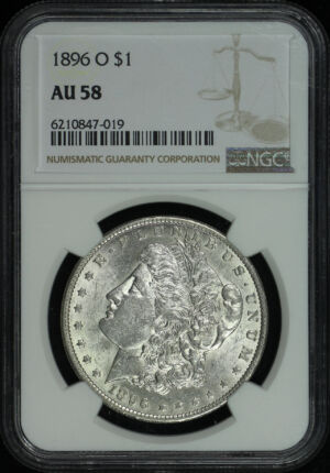 Obverse of this 1896-O Morgan Dollar NGC AU-58