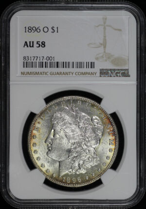 Obverse of this 1896-O Morgan Dollar NGC AU-58