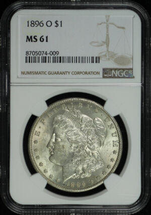 Obverse of this 1896-O Morgan Dollar NGC MS-61