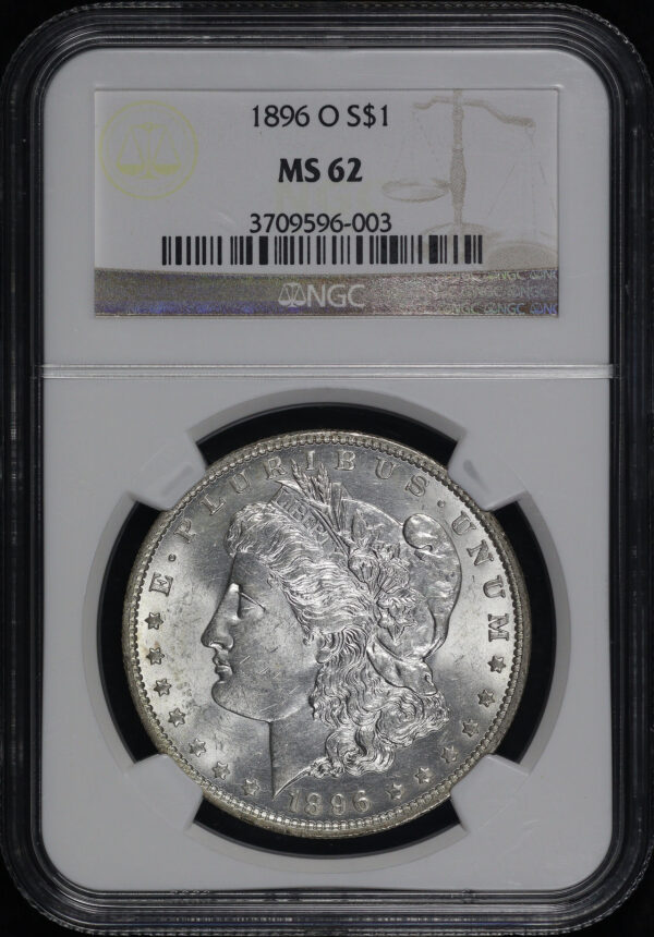 Obverse of this 1896-O Morgan Dollar NGC MS-62