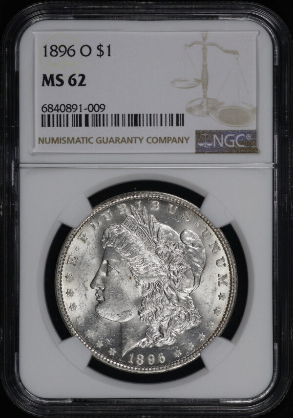 Obverse of this 1896-O Morgan Dollar NGC MS-62