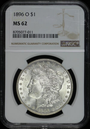 Obverse of this 1896-O Morgan Dollar NGC MS-62
