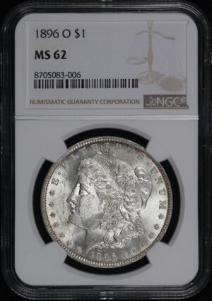 Obverse of this 1896-O Morgan Dollar NGC MS-62