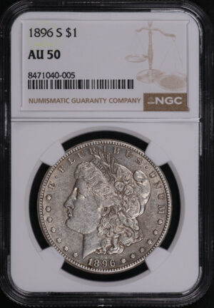 Obverse of this 1896-S Morgan Dollar NGC AU-50