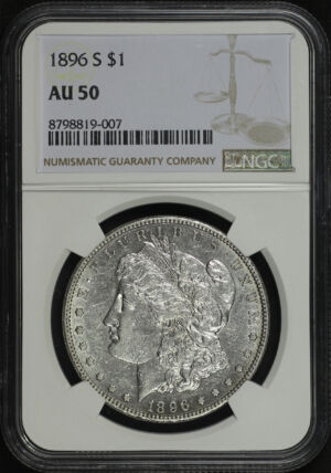Obverse of this 1896-S Morgan Dollar NGC AU-50