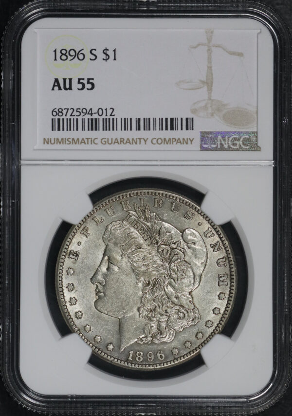Obverse of this 1896-S Morgan Dollar NGC AU-55