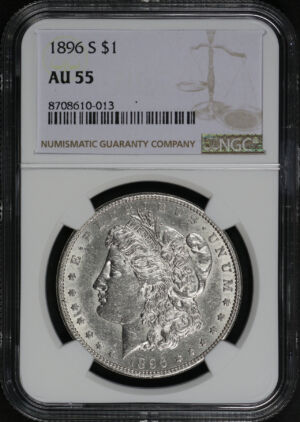 Obverse of this 1896-S Morgan Dollar NGC AU-55