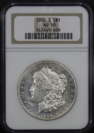 Obverse of this 1896-S Morgan Dollar NGC AU-58