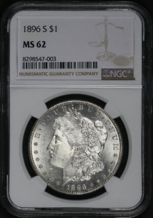 Obverse of this 1896-S Morgan Dollar NGC MS-62